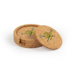 Alternative view of CP Lacrosse Circular Cork Coaster Set of 4 with holder