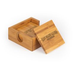 EGR Square Bamboo Coaster Set of 4 with holder
