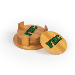 Alternative view of FHC Round Bamboo Coaster Set of 4 with holder