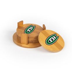 FHC Round Bamboo Coaster Set of 4 with holder