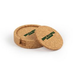 Alternative view of FHC Circular Cork Coaster Set of 4 with holder