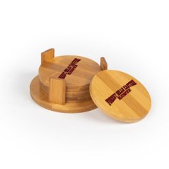 Alternative view of FHE Round Bamboo Coaster Set of 4 with holder
