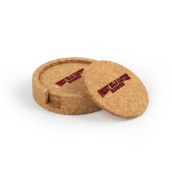 FHE Circular Cork Coaster Set of 4 with holder