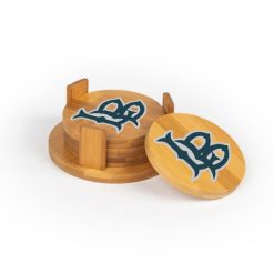Lakeside Baseball Round Bamboo Coaster Set of 4 with holder