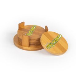 MFP Round Bamboo Coaster Set of 4 with holder