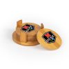 NV Hockey Round Bamboo Coaster Set of 4 with holder