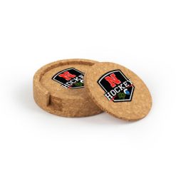 NV Hockey Circular Cork Coaster Set of 4 with holder