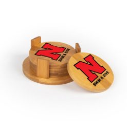 NV Swim & Dive Round Bamboo Coaster Set of 4 with holder