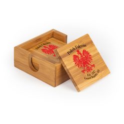 Polish Falcons Square Bamboo Coaster Set of 4 with holder