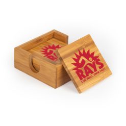Alternative view of RAYS Square Bamboo Coaster Set of 4 with holder