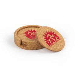 RAYS Circular Cork Coaster Set of 4 with holder