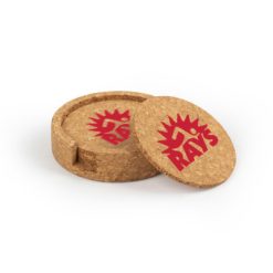 Alternative view of RAYS Circular Cork Coaster Set of 4 with holder