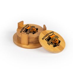 Alternative view of Rockford Boys S&D Round Bamboo Coaster Set of 4 with holder