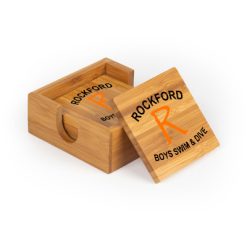 Rockford Boys S&D Square Bamboo Coaster Set of 4 with holder