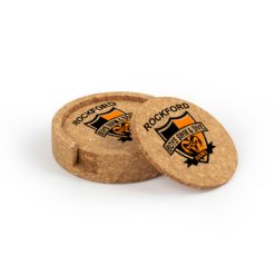 Rockford Boys S&D Circular Cork Coaster Set of 4 with holder