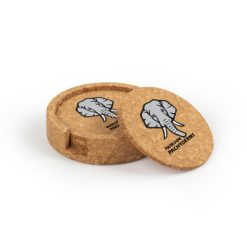Parkside Circular Cork Coaster Set of 4 with holder