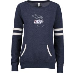 USA Strong MI Tough Ladies Varsity Fleece Crew Neck Pullover
