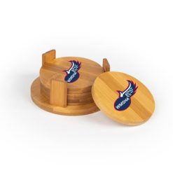 WMSHA Round Bamboo Coaster Set of 4 with holder